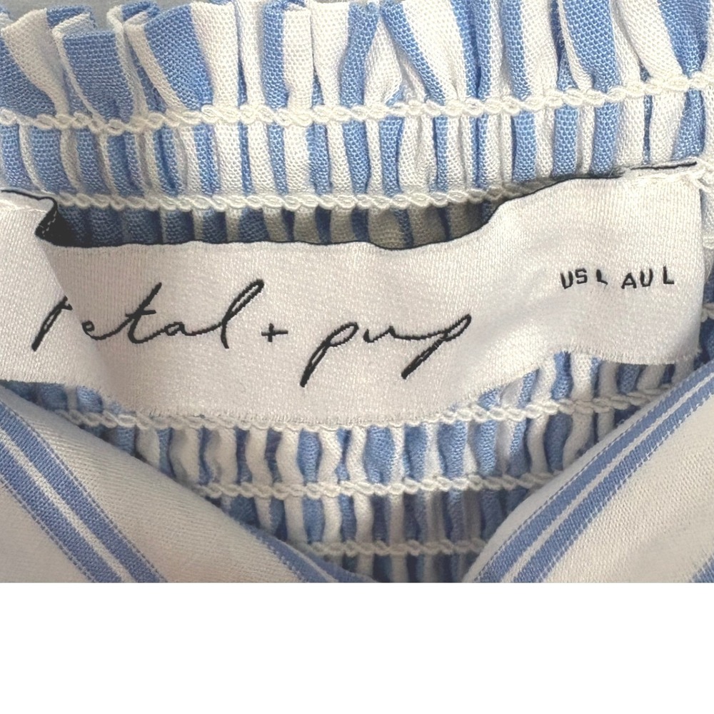 Petal + Pup Bella Blue White Striped Cotton Tiered Maxi Dress Tie Shoulder Large - Picture 4 of 5
